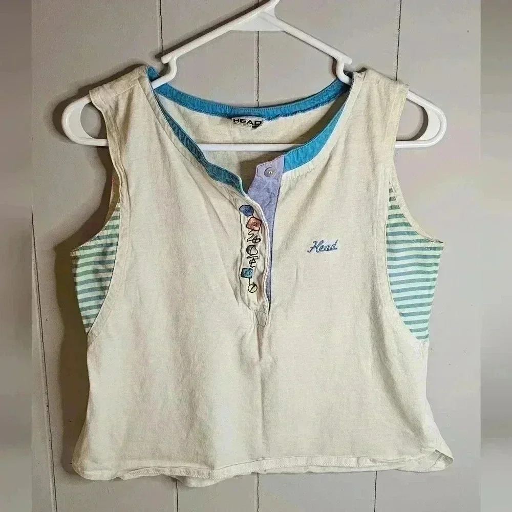 Vintage Head Tennis Top Sleeveless Button Top, Small - Picture 1 of 8